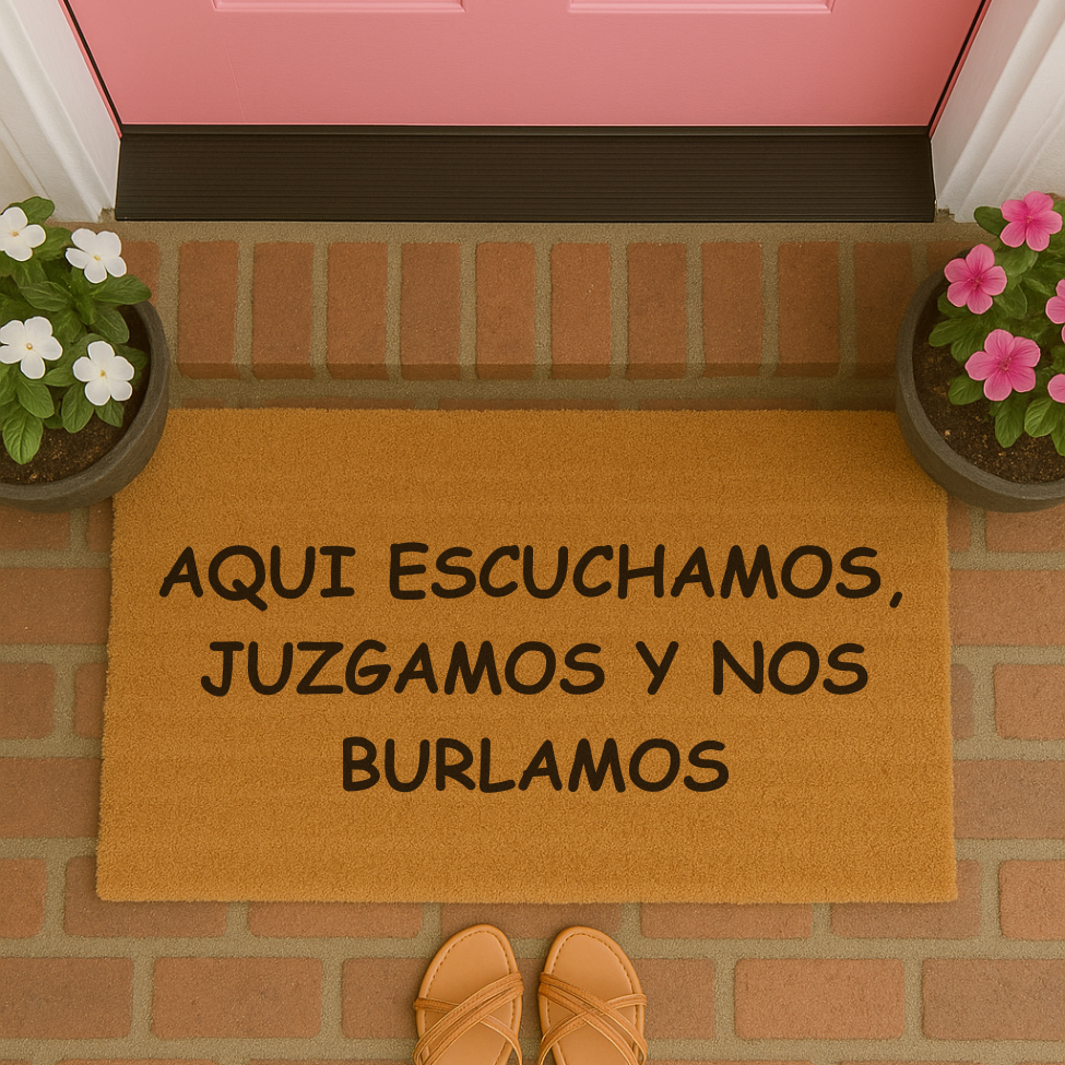 Aqui Escuchamos, Juzgamos Y Nos Burlamos Doormat