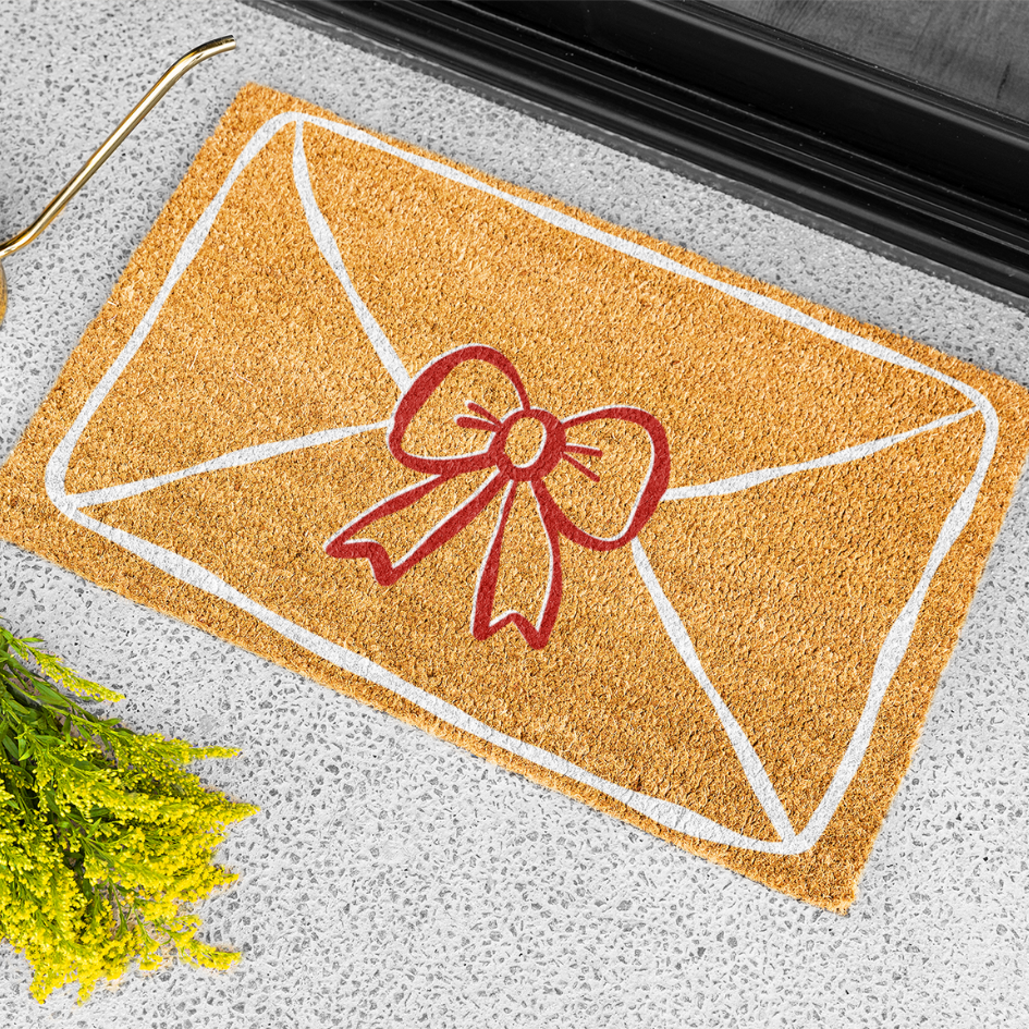 Valentines Day Doormat, White Envelope With Ribbon