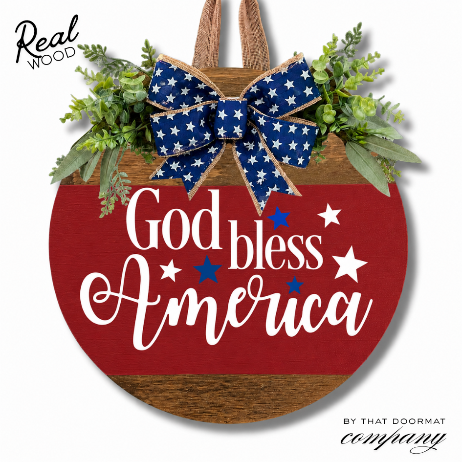 Fourth of July Front Door Decor, Fourth of July Wreath, God Bless America, Fourth of July Door Hanger, Fourth of July Door Wreath