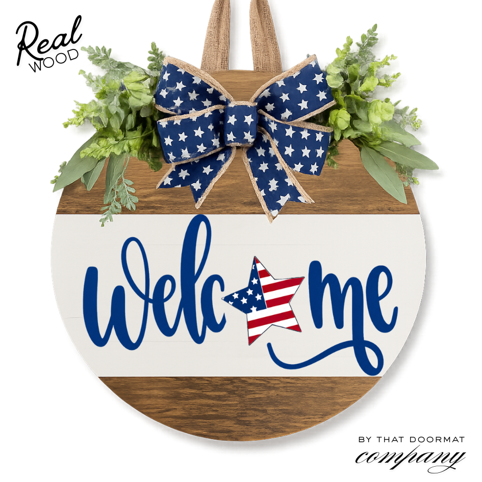 Patriotic Front Door Decor, Fourth of July Wreath, Welcome, Fourth of July Door Hanger, Fourth of July Door Wreath