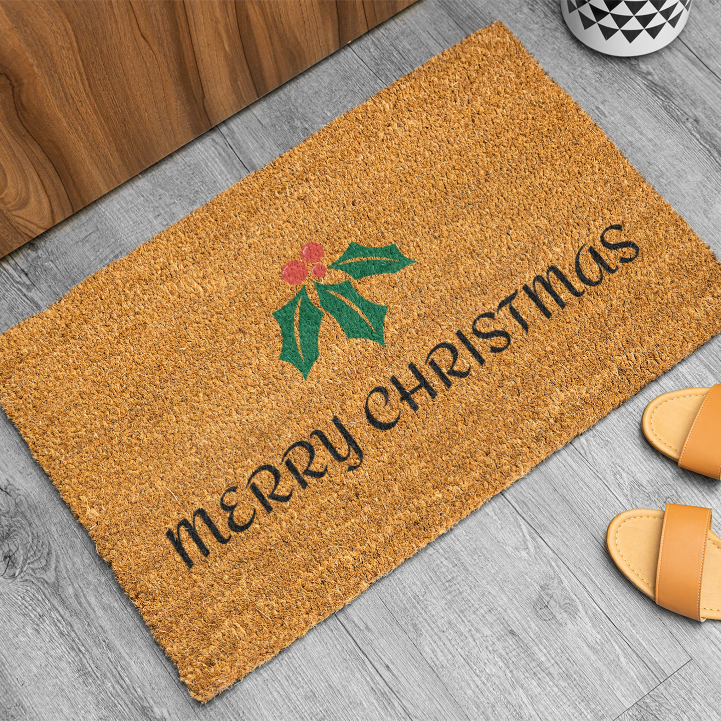 Christmas Doormat, Merry Christmas Doormat, Mistletoe Doormat