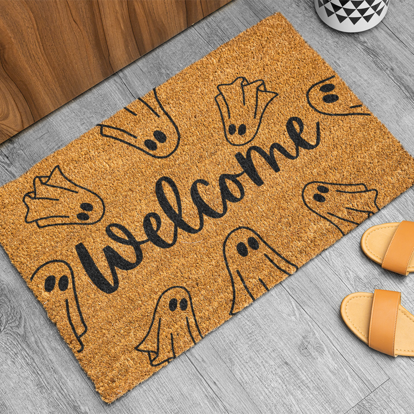 Halloween Doormat, Welcome Mat, Ghost Doormat