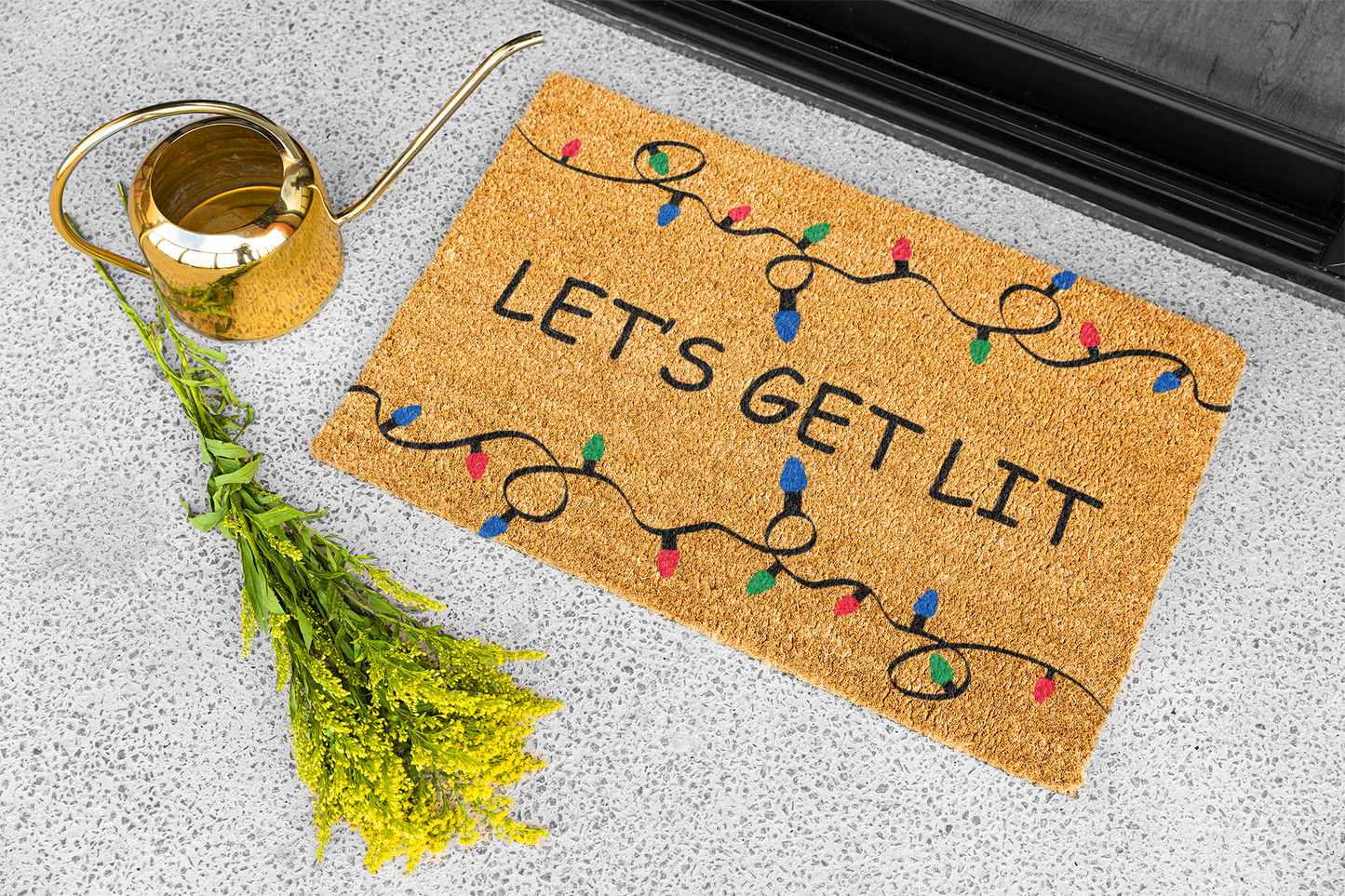 Christmas Doormat, Lets Get Lit Doormat, Funny Door mat, Funny Christmas Doormat